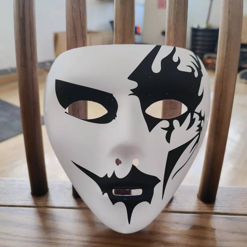 Elegant Y2K Cool Painting Demon Mask, Horror Full Face Mask Dress Up Accessories, Halloween Christmas Cosplay Costume Props, Bar Club Rave Party